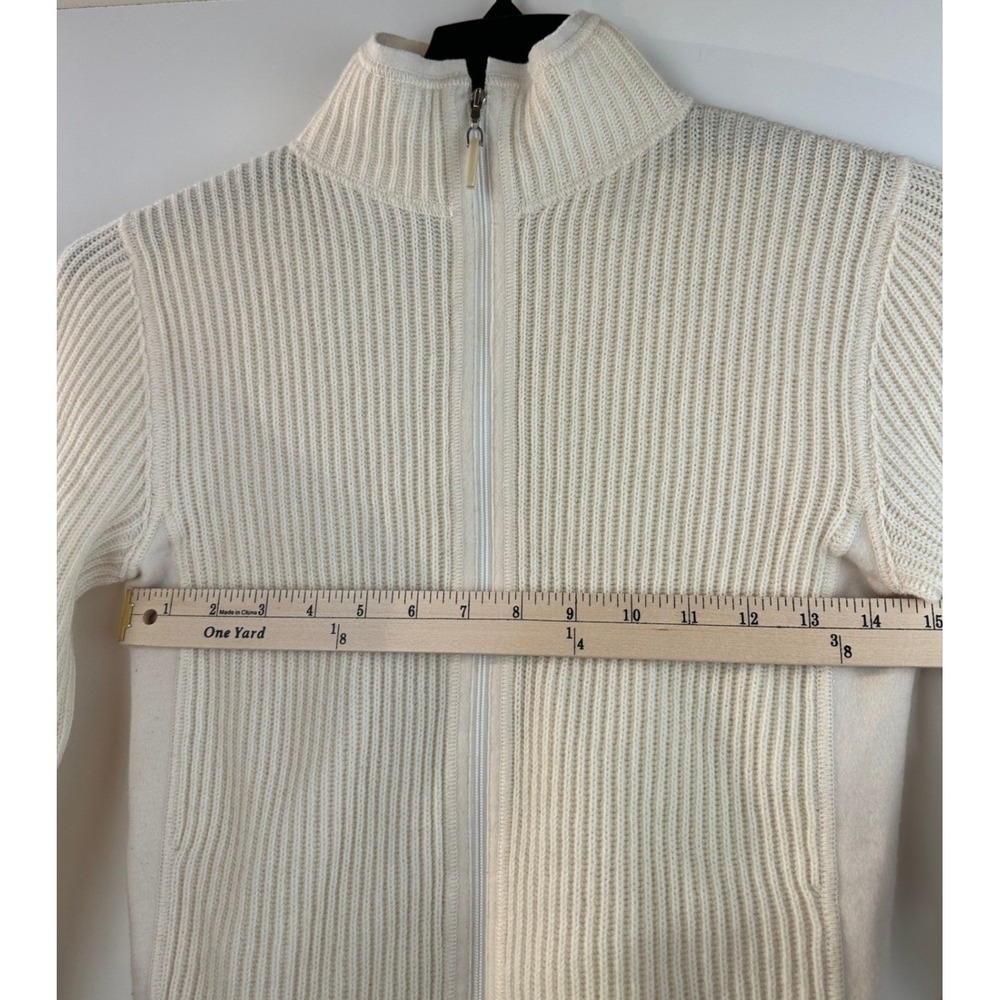 Brunello Cucinelli Cashmere Ribbed Full Zip Cardigan Cream Small Quiet Luxury - Picture 13 of 16